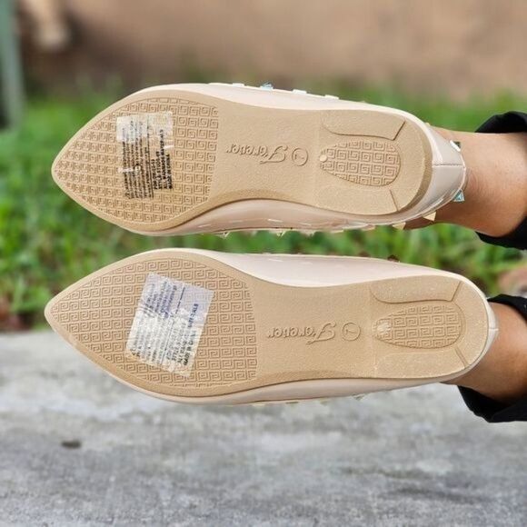 Womens Studded Flat Closed Pointed Toe Sandal Nude Color - Picture 5 of 5